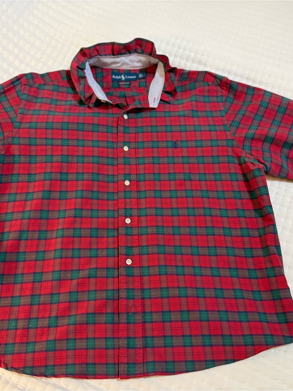 Ralph Lauren Red and Green Plaid Button-Down Shirt - Picture 10 of 10